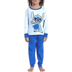 Disney Stitch Kids Blue White 2-Piece Pajamas Set Cute Crazy Cozy Size 6